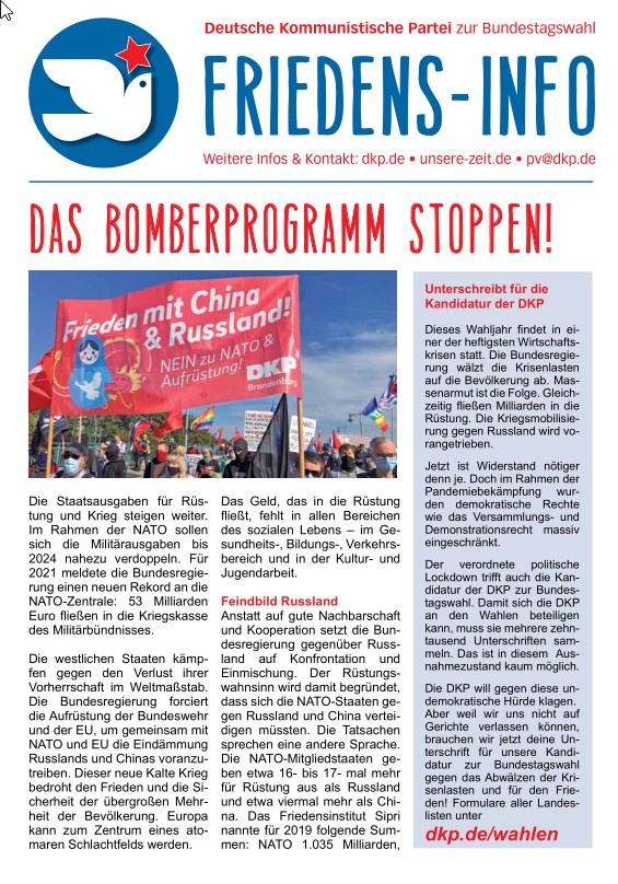 DKP-Information Friedens-Info: Das Bomberprogramm stoppen!  (PDF, 0.63 MB)